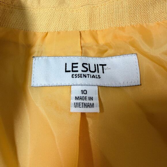 Le Suit Womens Yellow Single Button Long Sleeve Professional Blazer Jacket Sz 10 - Picture 7 of 10